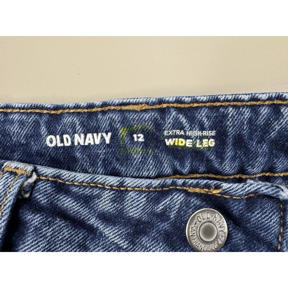 Old Navy Women's Extra High Rise Wide Leg Jeans 12 Dark Wash - Picture 7 of 11
